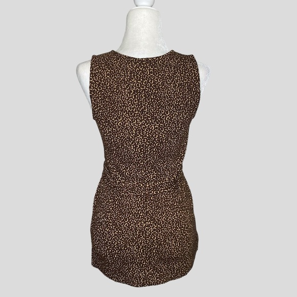 Ann Taylor Sleeveless Belted Leopard Stretch Animal Print Belt Top - Picture 6 of 9